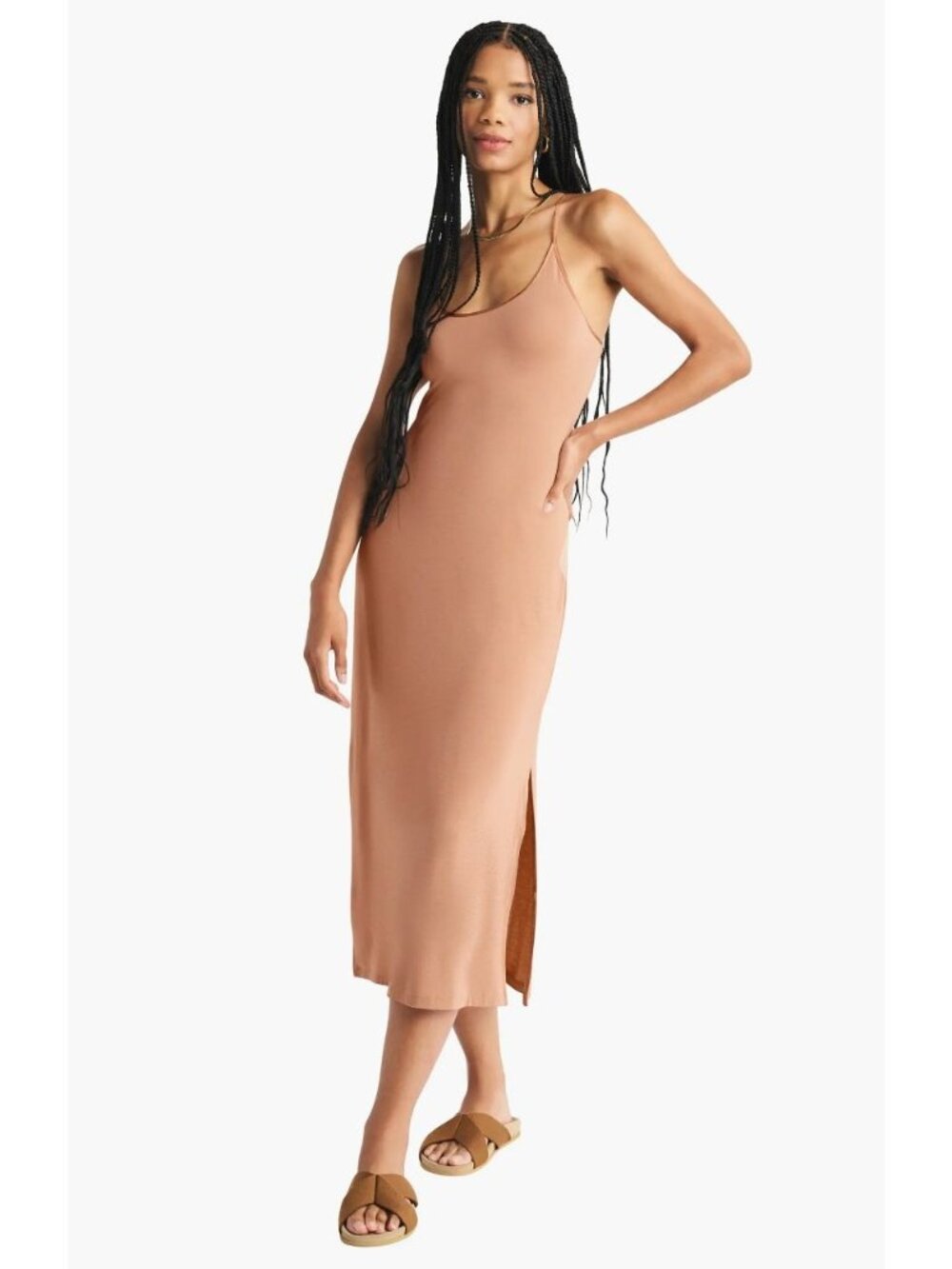Splendid Caramel Everywhere Cashmere Blend Layer Knit Slipdress